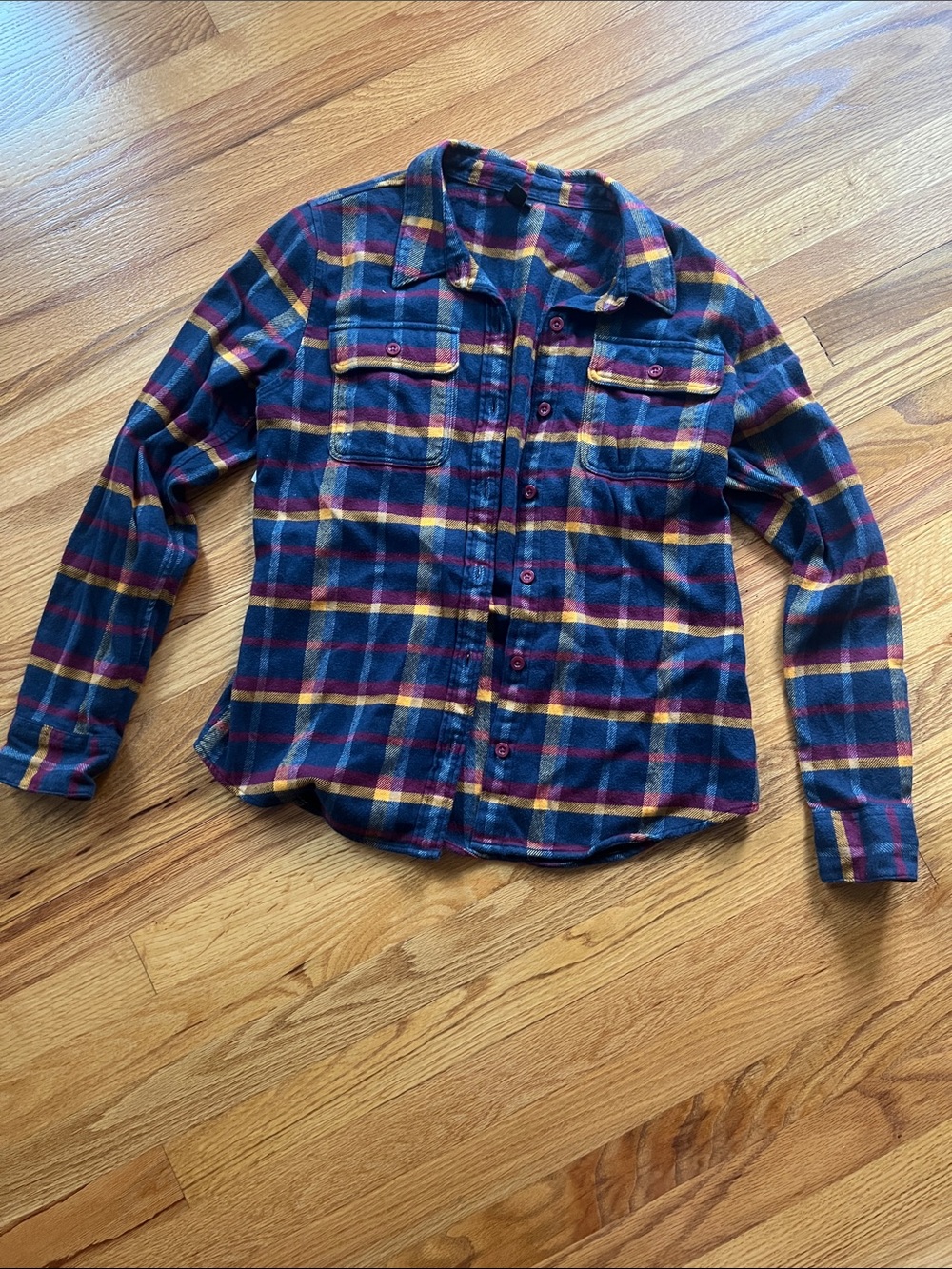 Patagonia Plaid Shirt Jacket in Navy, Burgundy & Mustard